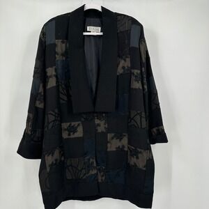 Vintage Lili Butler Silk Blend Kimono Size M Patchwork Oversized Quiet Luxury